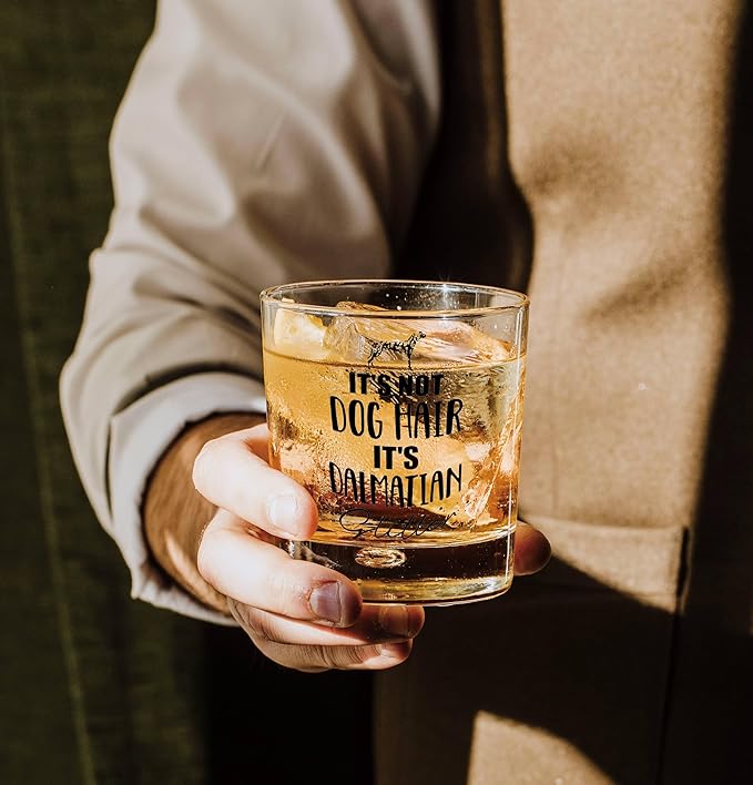 Nogrit Dalmatian Gifts, Whiskey Glasses 10 oz, Dog Lovers Gifts, Funny It's Not Dog Hair It's Dalmatian Glitter Old Fashioned Rocks Glasses for Drinking Cocktail Scotch Vodka Tequila Rum
