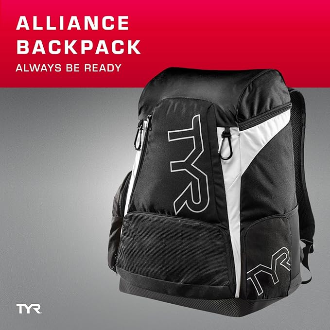 TYR Alliance Backpack - Wet/Dry Athletic Gym and Pool Bag for Men and Women - Separate Wet/Dry Compartments, 45L Capacity, Ergonomic, Water-Resistant - Available in Team Colors