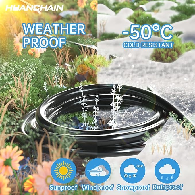 HUANCHAIN Indoor Outdoor Black Extension Cord 6 ft Waterproof, 16/3 Gauge Flexible Cold-Resistant Appliance Extension Cord Outside, 13A 1625W 16AWG SJTW, 3 Prong Electric Cable, ETL