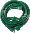 Southwire Outdoor Extension Cord - Durable Medium-Duty Yard & Patio Cable - SJTW Extension - 14 Gauge - 3 Conductor - 3 Outlet - Green - 25 Foot