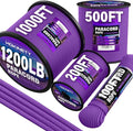 1200 Paracord Rope - 4.4mm 14 Strand Nylon Parachute Spool para Cord Lanyard for Outdoor Camping Survival Utility Tent Crafting DIY Projects Fishing Clothsline Bracelet - Purple 200FT