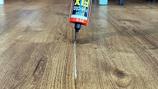 Floor-Fix Pro The Original Adhesive - Extra Strength - Fix Loose & Hollow Tiles, Repair Squeaky Wood Floor - All in One 5/64” Patented Stainless Steel Injection Tip + Anti Clog Cap (4)