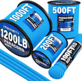 1200 Paracord Rope - 4.4mm 14 Strand Nylon Parachute Spool para Cord Lanyard for Outdoor Camping Survival Utility Tent Crafting DIY Projects Fishing Clothsline Bracelet - Blue 500FT