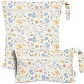 haakaa Water Resistant Wet Bags for Baby Wet Dry Bags for Cloth Diaper, Reusable Wet Bags for Baby Items, Swimsuit & Travel, 2pcs, Garden Flow