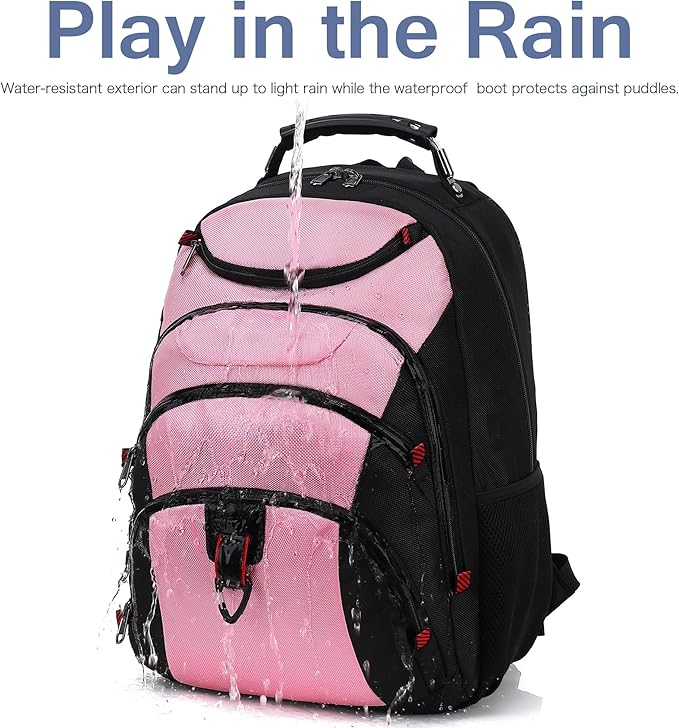 Boavan Laptop Backpack for men, 15.6 inch Laptop Bag with USB Port, Waterproof Travel Work Backpack Purse, Anti-Theft Teacher Nurse Doctor Casual Bookbags Office Business backpack，PinkBlack