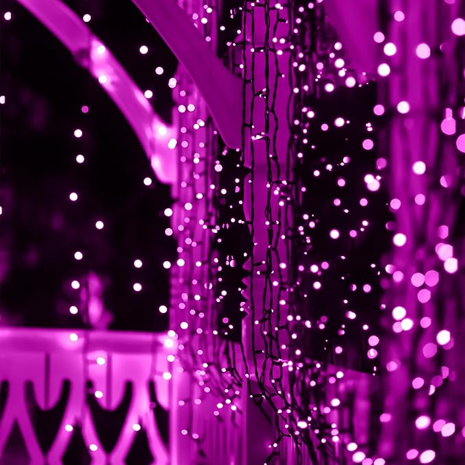 2 Pack Solar String Lights Outdoor, 200 LED Extra-Long 72FT Solar Powered Lights with 8 Lighting Modes, Waterproof Outdoor Lighting Decoration for Garden, Patio, Balcony, Xmas, Wedding, Party (Pink)
