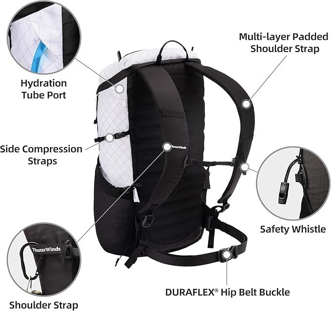 Thous Winds Ultralight Backpack, 20+5L Waterproof Hiking Daypack, EPX200 Fabric, 500g Lightweight Travel Backpack for Men Women Outdoor Camping Backpacking, Violet