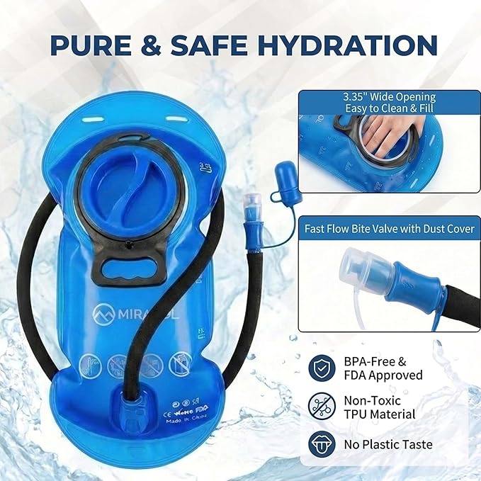 Miracol Hiking Hydration Backpack with Bladder: 2L Water Reservoir for 8H Hydration - Insulated Keep Water Cold 4 Hours - Adjustable Straps Comfortable for Day Hiking/Cycling/Half Marathon (Rose)