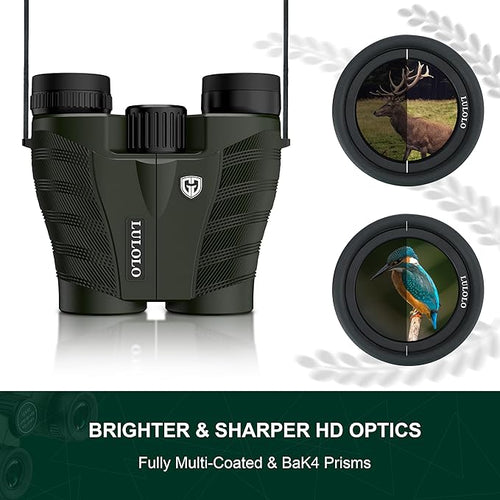 12x28 Compact HD Binoculars for Adults High Powered - Large View Binoculars with Clear Low Light Vision - Super Bright Lightweight & Waterproof Binocular for Bird Watching Travel Hunting Cruise