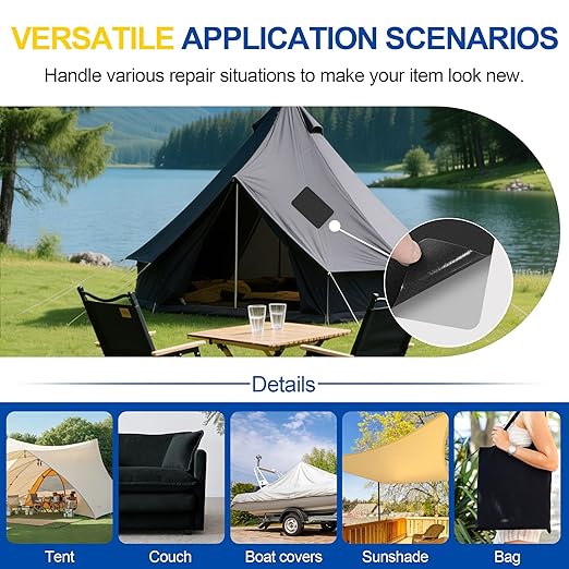 Fabric Repair Tape, Self Adhesive Canvas Repair Patch, Waterproof Outdoor Canvas Tape/Patch Kit for Sun Shades Clothing Tent Awnings Boat Cover Couches Army Green 4x71 inch