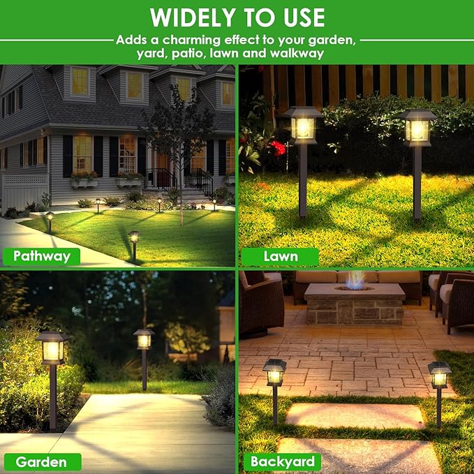 Benany Solar Outdoor Lights, 12 Pack Solar Pathway Lights Waterproof, Landscape Lighting for Path Walkway Lawn Garden Yard Outside Décor, Brown