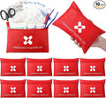 Geiserailie 10 Pack Mini First Aid Kit for Home Car Travel Camp Outdoor Graduation Sports Hiking Emergency Small First Aid Kit Travel Size Bulk Self Care Package, 10 Individual Bags of 91 Items Each