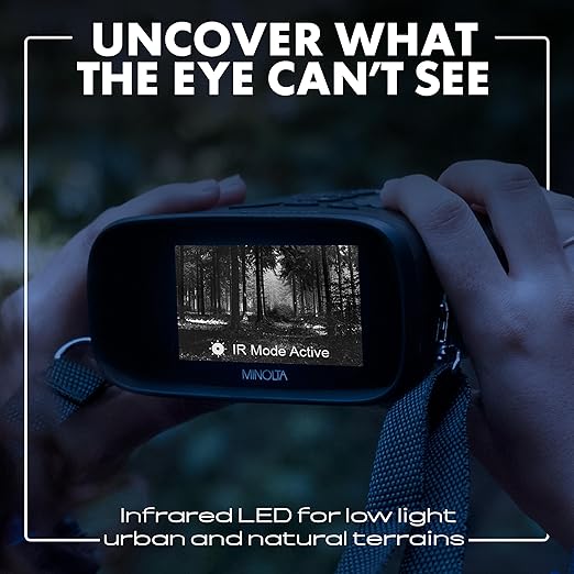 Minolta 10x25 Digital Night Vision Monocular w/Built-in 4K HD Video Camera (Gray)