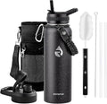 RAYMYLO Insulated Water Bottle 40 oz, Triple Wall Vacuum Stainless Steel (Cold for 36Hrs, Hot for 18Hrs), Leak Proof & Non-BPA, Modern Water Flask Jug with Paracord Handle & Straw Spout Lids