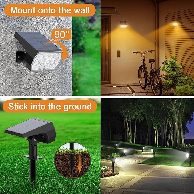 WELALO Solar Color Changing Spot Lights Outdoor, Waterproof Solar Halloween Lights, 7 Modes Multicolor RGB Landscape Spotlight for Garden Yard Driveway Lawn Patio Pathway Christmas Decorations 10 Pack