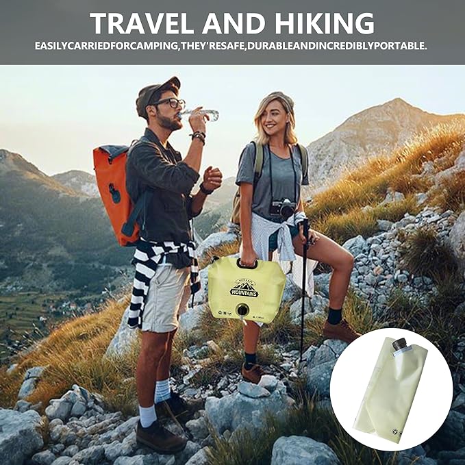Collapsible 8L Water Storage Bag, BPA-Free Portable Folding Water Jug with Adjustable Faucet, Leakproof Emergency Water Bag for Camping, Hiking, Riding, Outdoor Sport (4, Beige)