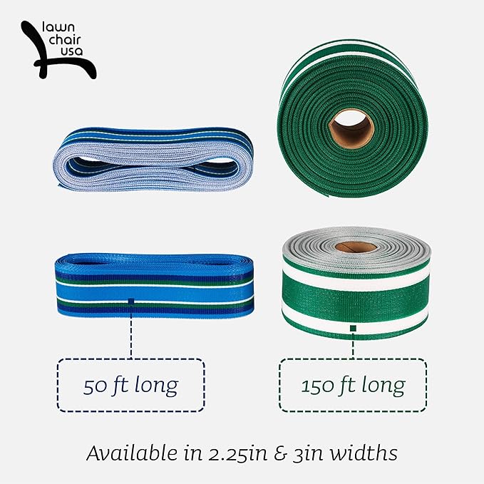 Lawn Chair USA Replacement Webbing Kit - UV-Resistant Straps for Chairs, Durable Polypropylene (3" x 50', Solid Gold)