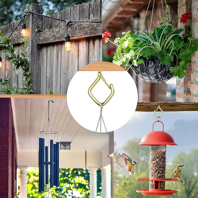 30 Pcs Gold Eye Hooks Screw Heavy Duty,Ceiling Hooks for Hanging Plants,String Lights,Cup,Wind Chime,Bird Feeders. Plant Hanger Indoor&Outdoor