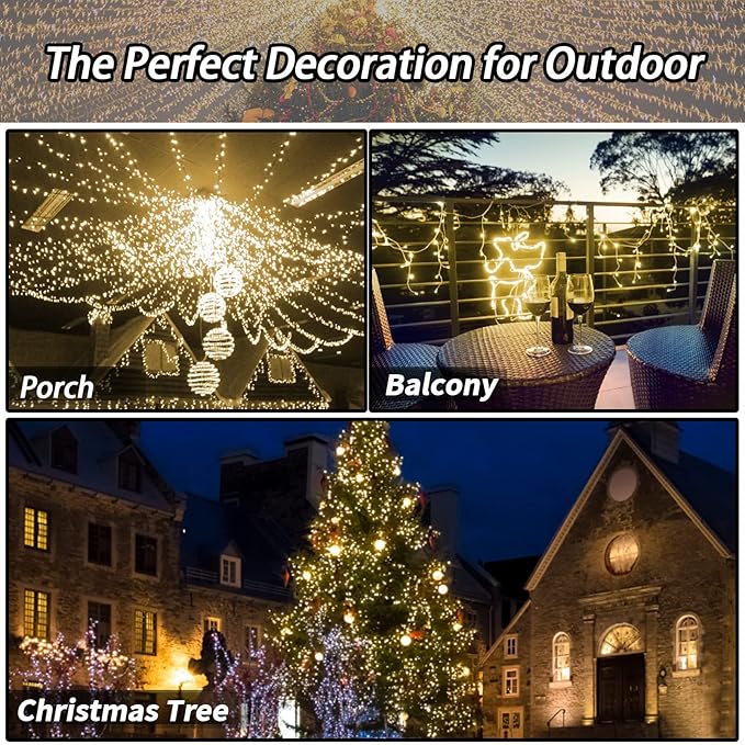 Selarlyt 2 Pack Solar Christmas Lights Outdoor, 72FT 200 LED Solar String Lights with 8 Lighting Modes, IP65 Waterproof Solar Lights Outdoor for Xmas Garden Party Tree Decor