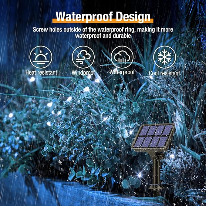btfarm 8 Pack Solar String Lights Outdoor, Total 640LED 264FT Solar Fairy Lights Waterproof 8 Modes, Copper Wire Twinkle Lights Solar for Outside Garden Patio Tree Xmas Wedding Party Decor, Cool White