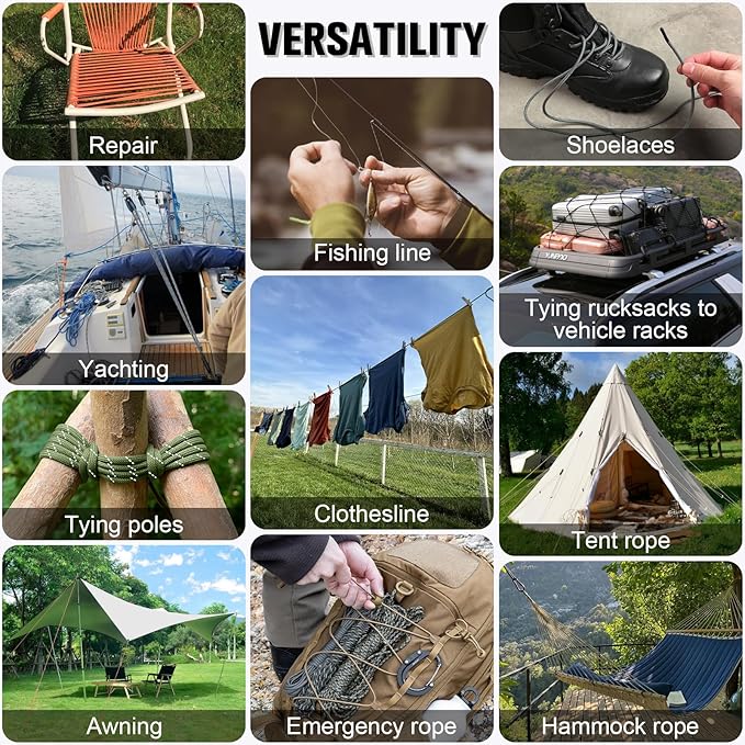 Reflective Paracord Rope 750 lb - 50ft 5/32" Parachute Cord 4MM 12-Strand para Cord - Heavy Duty Spool String for Survival,Camping Gear, Survival Bracelet, Clothesline - Army Green