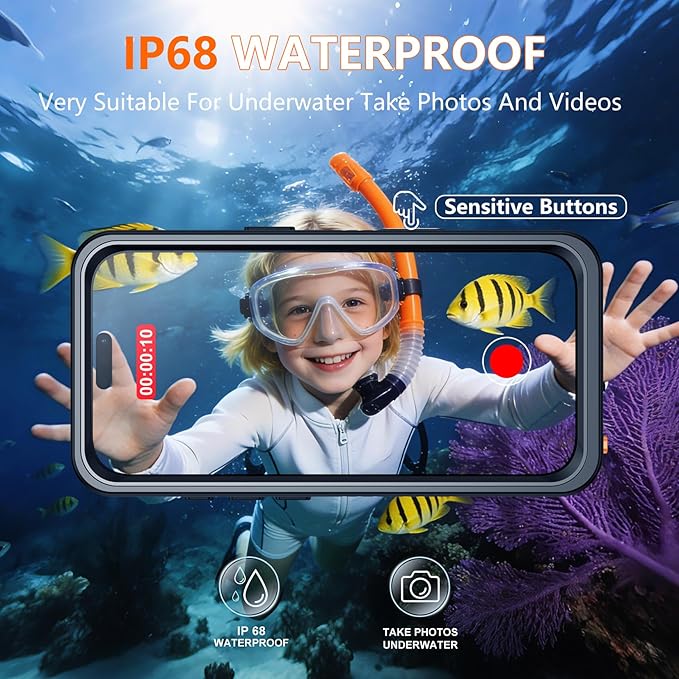 SPIDERCASE for iPhone 17 Case Waterproof, Built-in Lens & Screen Protector, Full Heavy Duty Protection, 12FT Military Shockproof, Dustproof, Anti-Scratched Phone Case,Black/Clear