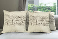 Ambesonne Western Decorative Throw Pillow Case Pack of 4, Wild West Landscape Illustration Mountains Desert Plants Cowboys on Horses, Cushion Cover for Couch Living Room Car, 20", Beige Black