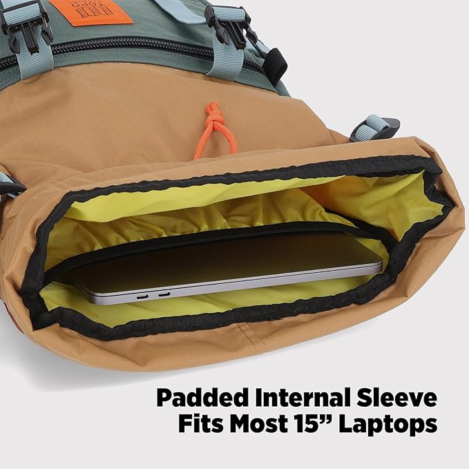Topo Designs Rover Pack Classic - Laptop Tablet Daypack for Commutes, Day Trips, Hikes, Iconic Denver Design, PFAS-Free, Fair Trade, BlueSign Backpack (Stone Blue/Ash Green)