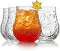 Libbey Tiki Split Glass Tumbler Set, Vintage-Style Quirky Drinking Glasses Set of 4, Exotic, Tall Drinking Glass Cups for Backyard Luau or Pool Party