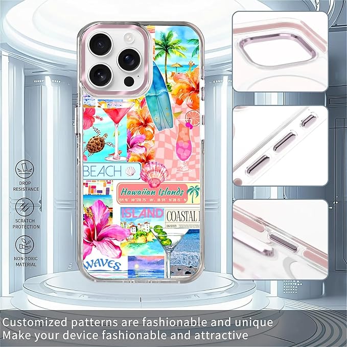 Case for iPhone 14 Pro Max,[Compatible with MagSafe],Coastal Beach Cover Coquette Collage Phone Case Design，for Women Girls Magnetic Clear Cover - Slim, Sleek, & Shockproof Protection