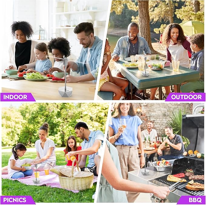 PIMAG Fly Fans for Tables, Fly Repellent Fan Outdoor Indoor Keep Flies Away, Repellent Fans for Tables with Holographic Blades for Picnic, Party, Restaurant, Kitchen, and BBQ, 4 Pack Silver