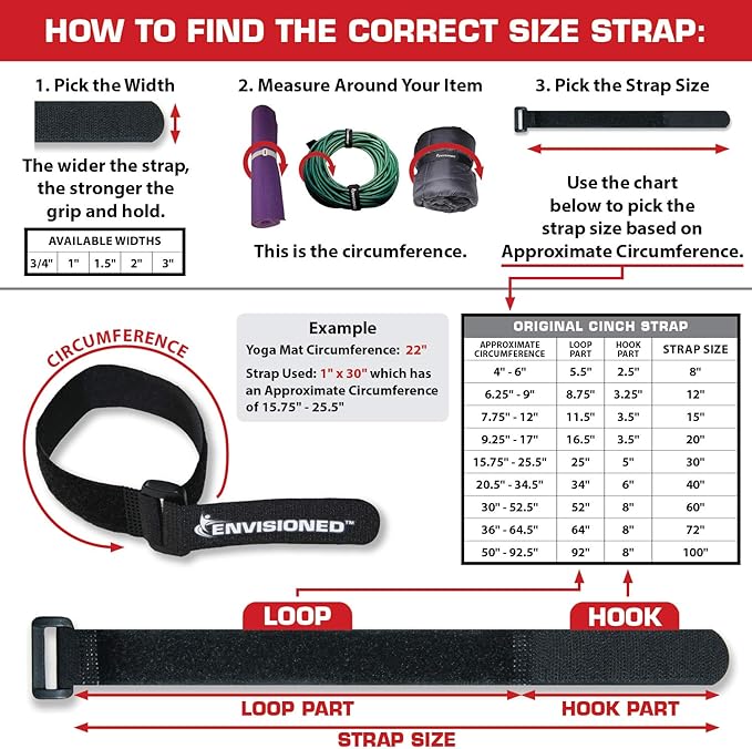 Reusable Cinch Straps 1.5" x 12" - 10 Pack, Multipurpose Strong Gripping, Quality Hook and Loop Securing Straps (Black)