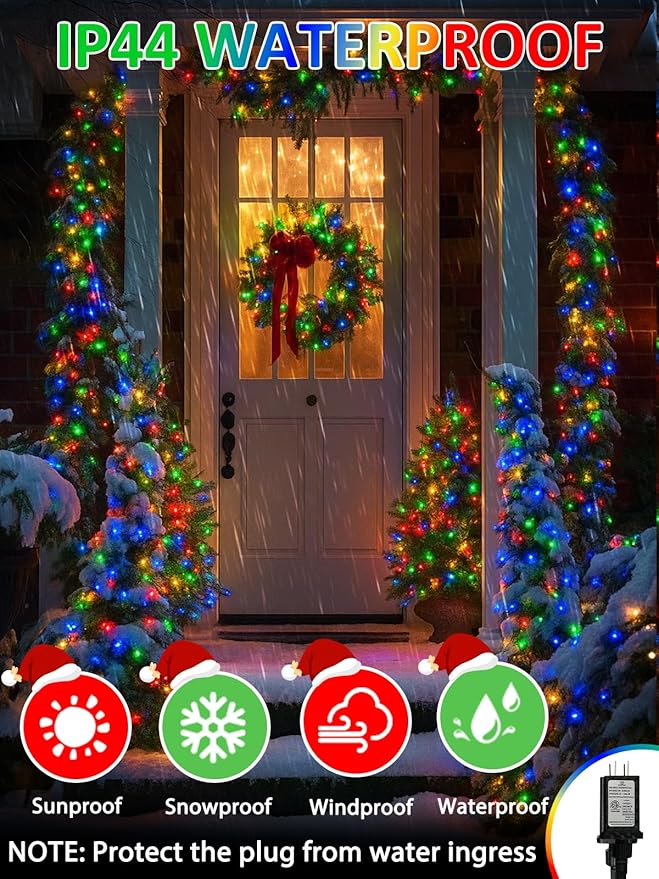 Smart Color Changing 4th of July Lights with Remote & App, 198FT 600LED Red White and Blue Twinkle Lights with Timer, RGB Patriotic Fairy String Light Waterproof Indoor Outdoor Independence Day Decor