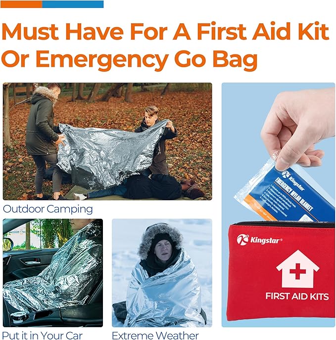 Emergency Blanket for Camping & Survival 30 Packs, 84" L x 52" W, Professional Grade Reusable Space Blanket, Provides Thermal Protection for Hunters, Hikers & Preppers in Snow and Cold Weather