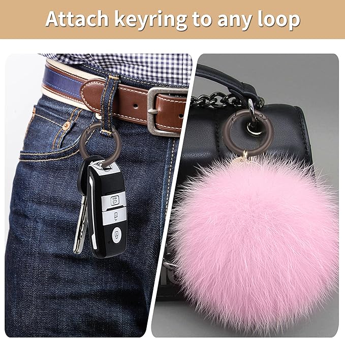 Gkeygo Key Ring Clip, 1 Inch Keychain Rings, 8 Pack Round Carabiner Clip for Keys, Buckle, Bags, Purses - Key Chain Hooks Replacement Keychains Lanyard DIY Crafts, Dark Grey