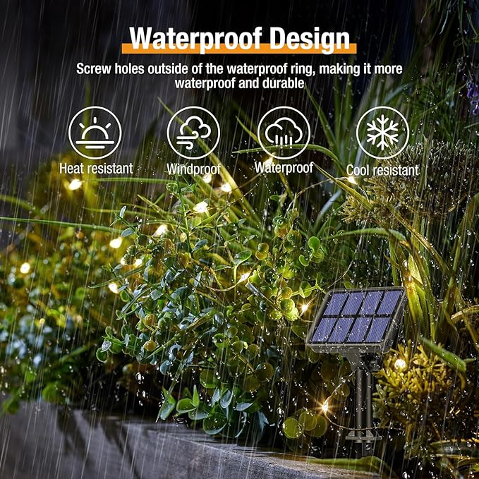 btfarm 4 Pack Solar String Lights Outdoor - Total 132FT 320LED Solar Fairy Lights Outside Waterproof 8 Modes, Copper Wire Solar Powered Twinkle Light for Garden Tree Christmas Wedding Party,Warm White