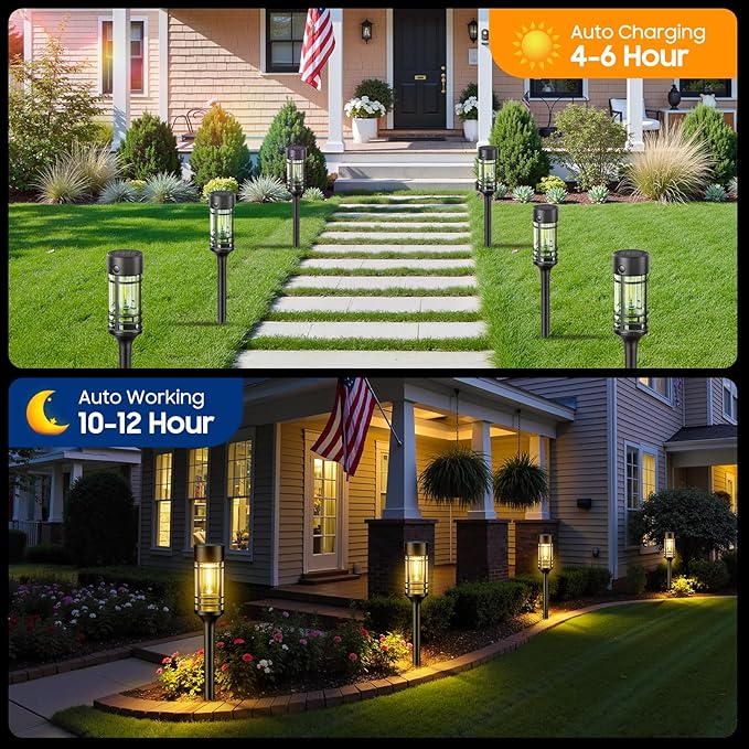 LETMY Solar Pathway Lights Outdoor, 8 Pack Solar Lights Outdoor Waterproof IP65, Bright Solar Garden Lights Outdoor, Auto On/Off Outdoor Solar Lights for Yard Walkway Driveway Landscape Garden Decor