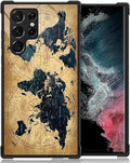 for Samsung Galaxy S23 Ultra Case, Brown World Map Pattern Graphic Design Girl Boy Soft Silicone Hard Acrylic Shock Protection for Samsung Galaxy S23 Ultra