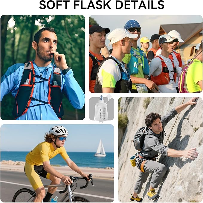 250ml Soft Flask Soft Water Bottle for Running, Hiking, Travelling, Cycling and Climbing - 2Pcs White - TPU Material - BPF-Free