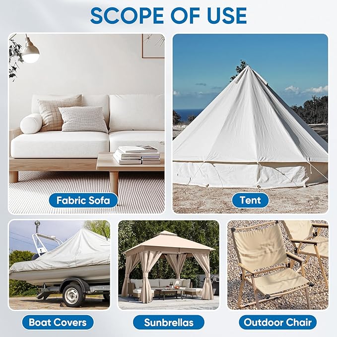 Canvas Patch 4 "x 60 ", Self-Adhesive Waterproof Canvas Patch Set for Repairing Tents, Couch, Boat Covers, Camping Chairs, Awnings, Car Seats.(Beige Yellow)