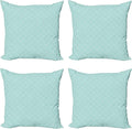 Ambesonne Celtic Decorative Throw Pillow Case Pack of 4, Aqua Celtic Style Twisted Crossed Repeating Circle and Bent Line Webs Print, Cushion Cover for Couch Living Room Car, 24", Teal White