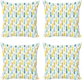 Ambesonne Pineapple Decorative Throw Pillow Case Pack of 4, Tropical Pattern of Exotic Fruit Silhouettes on a Plain Background, Cushion Cover for Couch Living Room Car, 20", White Multicolor