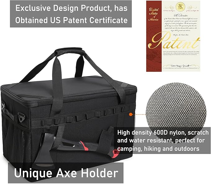 Tactical Camping Storage Bag Utility Tote Bag Camping Kitchen Organizer with Axe Holder & Shoulder Strap