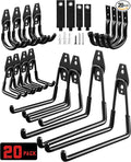 LANDNEOO Garage Hooks, 20-Pack Steel Garage Accessories for Organization and Storage, Heavy Wall Mount Duty Hooks with Anti-Slip Coating for Hanging Ladder, Bike, Power Tools and More Tools, Black