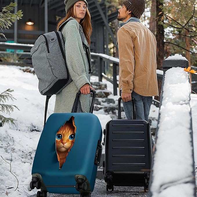 ANNA QUEEN 3D Cat Face Luggage Cover, Cute Peek Cat Suitcase Protector, Stretchable Washable Cover for 28-30 Inch Luggage