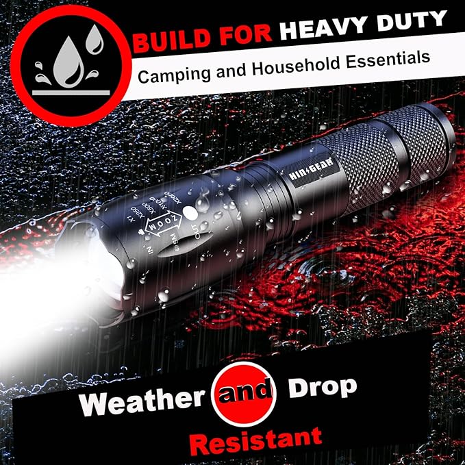 1 Mode Flashlights 2 Pack, Super Bright Zoomable LED Tactical Flashlight High Lumens, Water Resistant Portable Pocket Flash Light for Emergency, Camping, Home, and Gift - SL2000