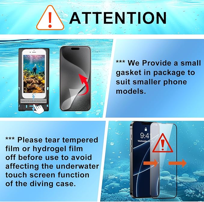2026 Diving Snorkeling Phone Case for iPhone 17/16/15/14/13/12/11 Pro Max/XS/X Samsung Galaxy S26/S25/S24 Professional Scuba Dive Waterproof Underwater Photo Video Cover (4TH Gen, Blue-)