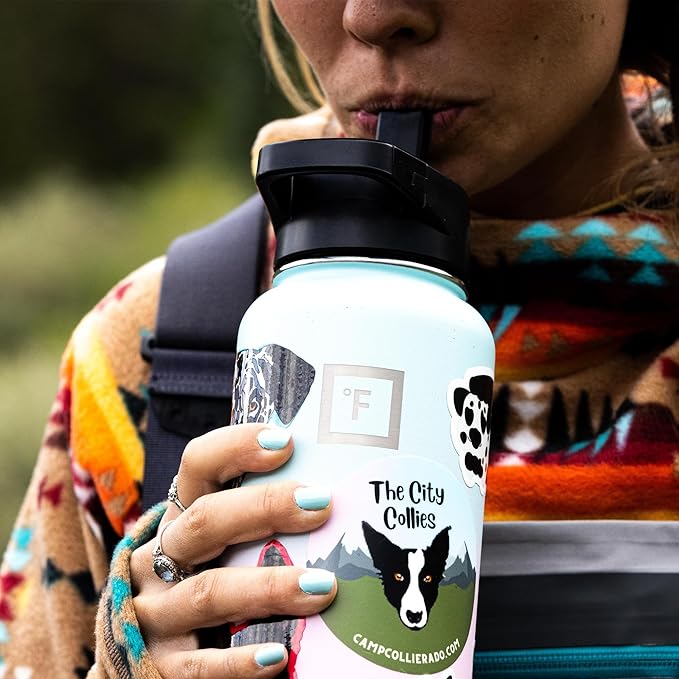 IRON °FLASK Camping & Hiking Hydration Flask with Straw, Wide Mouth Insulated Stainless Steel Sports Water Bottle - 40 oz Day & Night