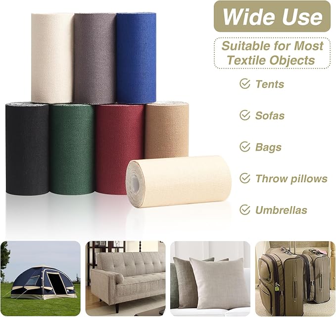 Gheeidau Canvas Repair Tape 4×70 Inch Waterproof Self-Adhesive Fabric Repair Patch for Repairing Boat Covers,Tents,Patio Umbrellas,Car Seats,Luggage,Sofas.(Light Beige)