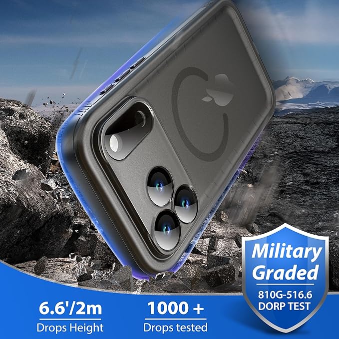 SPORTLINK for iPhone 17 Pro Max Case, IP68 Waterproof Military Protective Full Body Heavy Duty Shockproof 360 Sealed Dustproof with Camera Screen Protector Cover for i Phone 17 Pro Max 6.9" Mag/Black